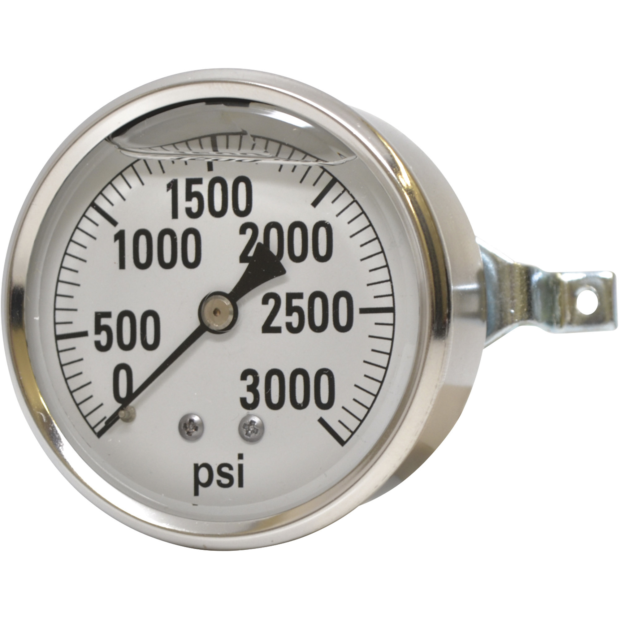 Valley Industries, 2.5in. Panel Mt Gauge 3000PSI, Case Material Stainless Steel, Min. Operating Pressure 0 PSI, Max. Operating Pressure 3000 PSI, Model# 2441GXB3000